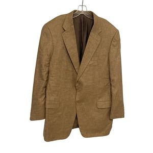Hickey Freeman Vintage Custom Silk Blend Brown Suit‎ Coat 46Long